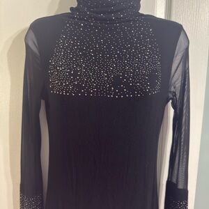 Black Turtleneck with Rhinestone Detailing
